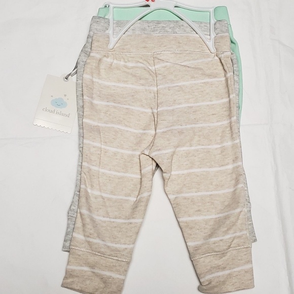 Baby Boy Pants 3 pack Bottoms Mint Gray NEW - Picture 3 of 4